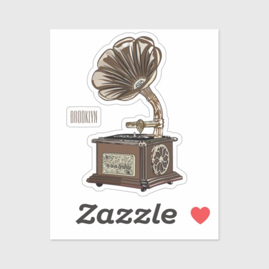 illustratie Platenspeler cartoon Sticker (Vel)