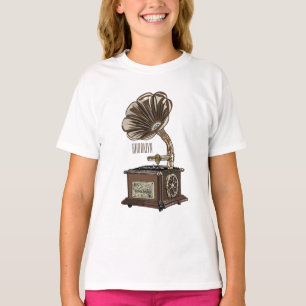 illustratie Platenspeler cartoon T-shirt