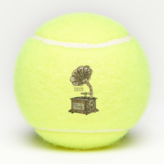 illustratie Platenspeler cartoon Tennisballen (Achterkant)