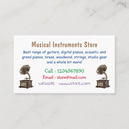 illustratie Platenspeler cartoon Visitekaartje (Voorkant)