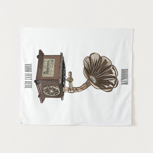 illustratie Platenspeler cartoon Wandkleed (Voorkant (horizontaal))