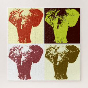 Illustratie pop Art Elephant Retro Legpuzzel