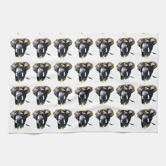 Illustratie pop Art Elephant Retro Theedoek (Horizontaal)