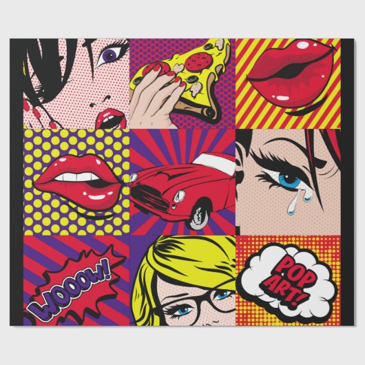 Illustratie pop Kaart, kunst, komiek, pop, ret Cadeaupapier (Vlak)