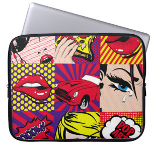 Illustratie pop Kaart, kunst, komiek, pop, ret Laptop Sleeve