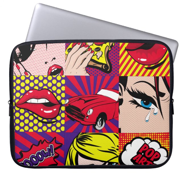 Illustratie pop Kaart, kunst, komiek, pop, ret Laptop Sleeve (Voorkant)