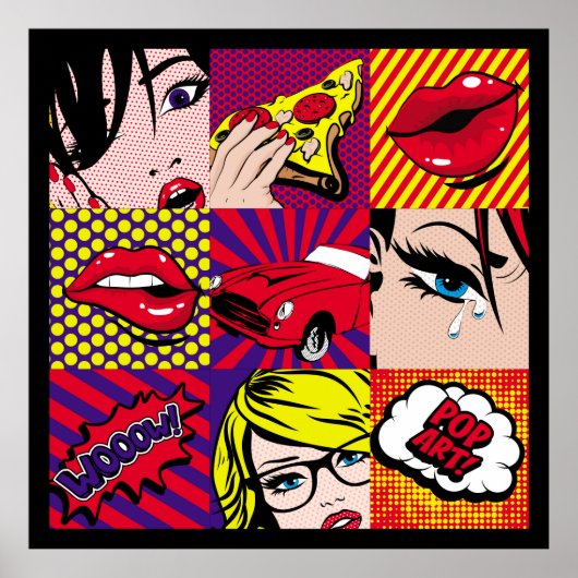 Illustratie pop Kaart, kunst, komiek, pop, ret Poster (Voorkant)