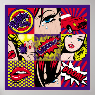 Illustratie pop kunstkaart, pop, mooi, komisch, d poster