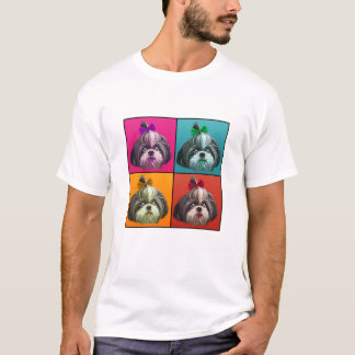 Illustratie Pop van Shih Tzu Kunststijl voor Honde T-shirt