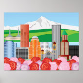 Illustratie Portland Oregon Skyline Poster (Voorkant)