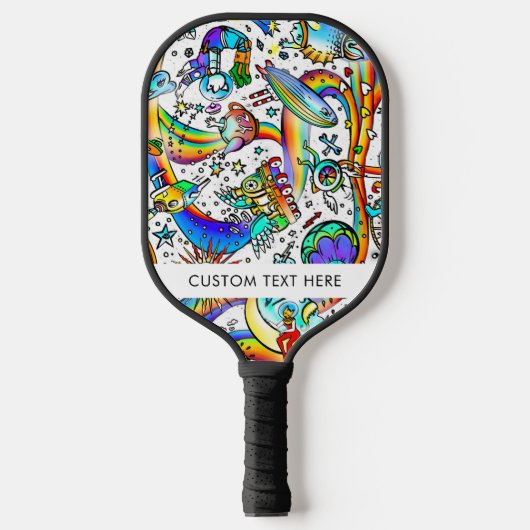 Illustratie Psychedelic Hippie Voeg de Aangepaste  Pickleball Paddle (Voorkant)
