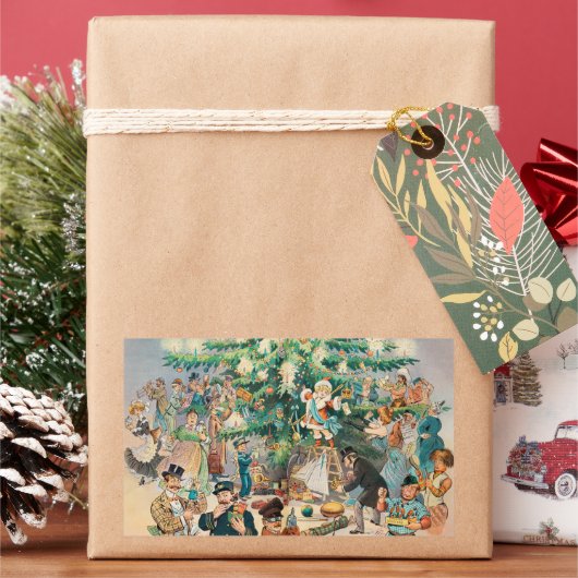  illustratie Puck's Christmas Tree, 1902 Rechthoekige Sticker (Feestdagen)