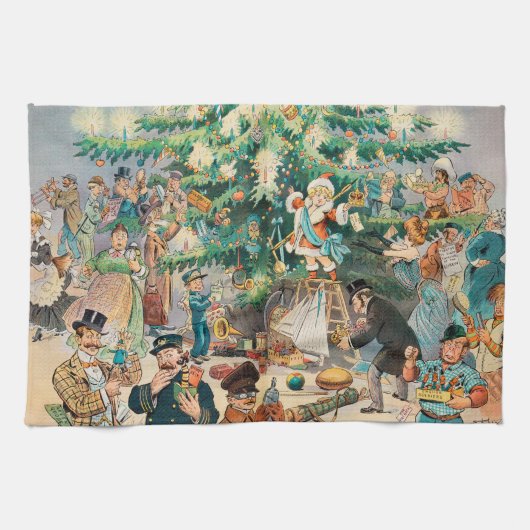  illustratie Puck's Christmas Tree, 1902 Theedoek (Horizontaal)
