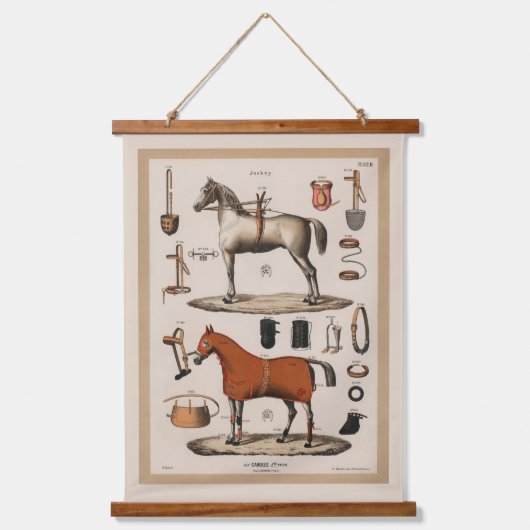  illustratie Race Horse Equestrian Hangend Wandkleed (Voorkant)