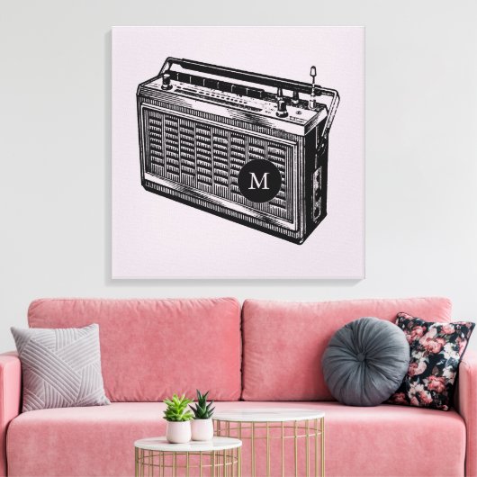  illustratie Radio Monogram Canvas Afdruk (Insitu (Woonkamer))