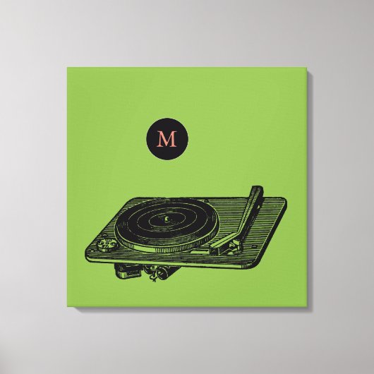 Illustratie Record speler DJ Monogram C Canvas Afdruk (Voorkant)