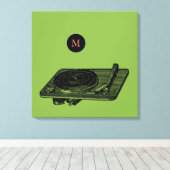 Illustratie Record speler DJ Monogram C Canvas Afdruk (Insitu (Houten vloer))