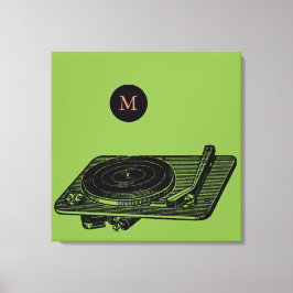 Illustratie Record speler DJ Monogram C Canvas Afdruk