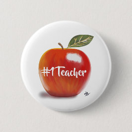 Illustratie Red Apple nr. 1 leraar Ronde Button 5,7 Cm