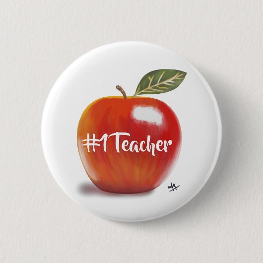 Illustratie Red Apple nr. 1 leraar Ronde Button 5,7 Cm (Voorkant)