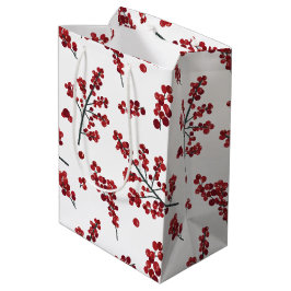 Illustratie Red Holly Berries Gift Bag Medium Cadeauzakje