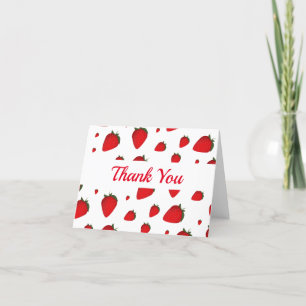 Illustratie: Red Strawberry Fruit Food Pattern Bedankkaart