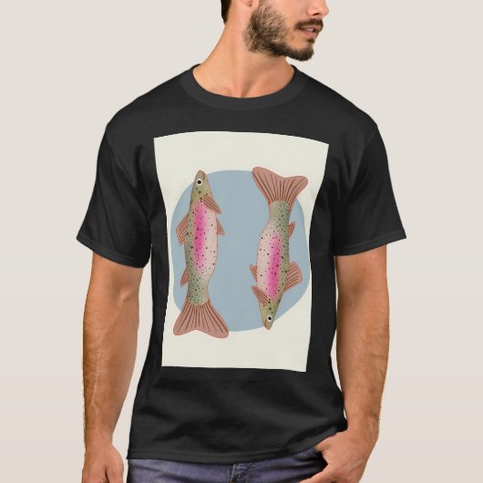 Illustratie regenboogforelvis t-shirt (Voorkant)