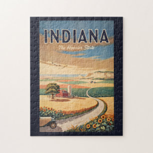 Illustratie Reis Kunst Retro Platteland van Indian Legpuzzel