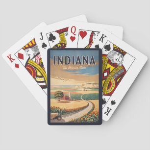 Illustratie Reis Kunst Retro Platteland van Indian Pokerkaarten