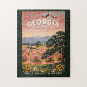 Illustratie Reis Kunst Vintage Georgië Land Legpuzzel