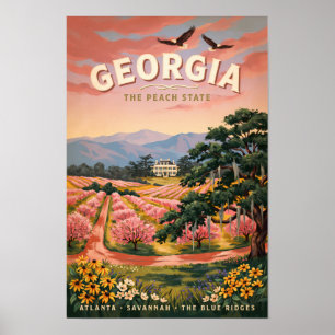 Illustratie Reis Kunst Vintage Georgië Land Poster