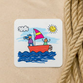 Illustratie reis per spoor Sail Boat Square Sticke Vierkante Sticker