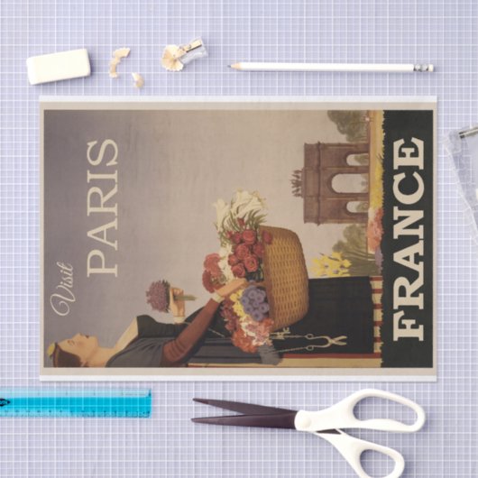  Illustratie Reizen Parijs, Frankrijk Tissuepapier (Craft)