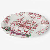  Illustratie Rendieren en Huizen Kerst Papieren Bordje (Gekanteld)