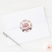  Illustratie Rendieren en Huizen Kerst Ronde Sticker (Envelop)
