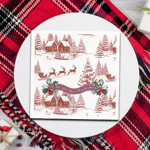 Illustratie Rendieren en Huizen Kerst Servet