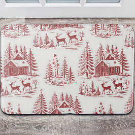  Illustratie Rendieren en Huizen Winter Badmat