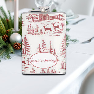 Illustratie Rendieren en Huizen Winter Heupfles