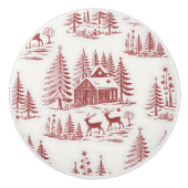  Illustratie Rendieren en Huizen Winter Keramische Knop (Voorkant)