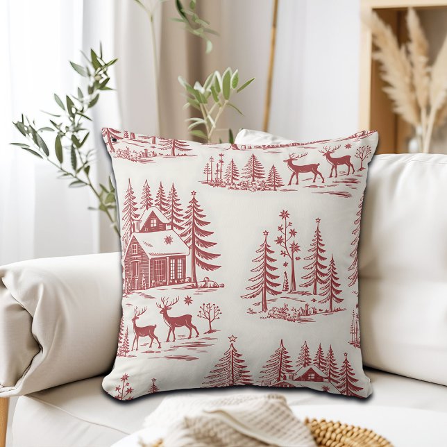  Illustratie Rendieren en Huizen Winter Kussen (Creator heeft geüpload)