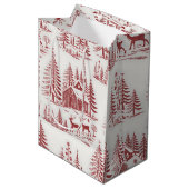 Illustratie Rendieren en Huizen Winter Medium Cadeauzakje (Voorkant Gekanteld)