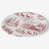  Illustratie Rendieren en Huizen Winter Papieren Bordje (Gekanteld)