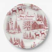  Illustratie Rendieren en Huizen Winter Papieren Bordje (Voorkant)