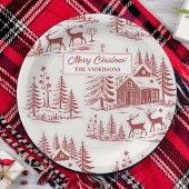  Illustratie Rendieren en Huizen Winter Papieren Bordje