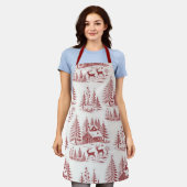  Illustratie Rendieren en Huizen Winter Schort (Gedragen)