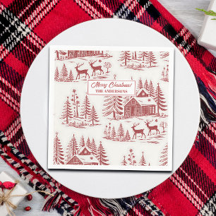 Illustratie Rendieren en Huizen Winter Servet