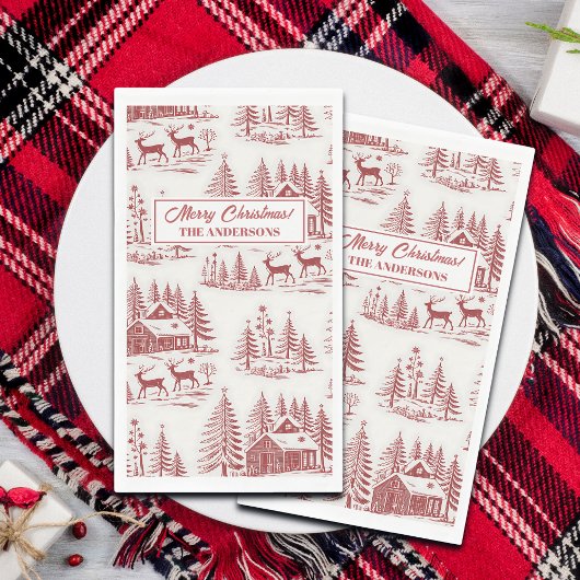  Illustratie Rendieren en Huizen Winter Servet