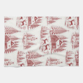  Illustratie Rendieren en Huizen Winter Theedoek (Horizontaal)