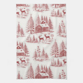  Illustratie Rendieren en Huizen Winter Theedoek (Verticaal)