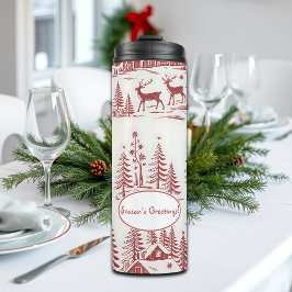  Illustratie Rendieren en Huizen Winter Thermosbeker